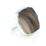 Druzy Chalcedony Statement Raw Adjustable Ring
