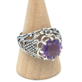 Amethyst Fancy Filigree Antique Style Ring