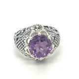 Amethyst Fancy Filigree Antique Style Ring