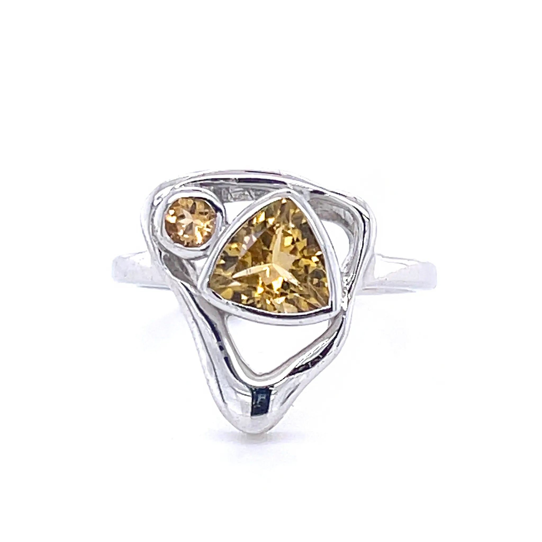 Silver Faceted Duet Ring