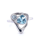 Silver Faceted Duet Ring
