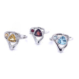 Silver Faceted Duet Ring