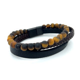 Raw Tiger Eye Beads Leather Bracelet