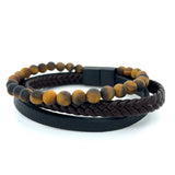 Raw Tiger Eye Beads Leather Bracelet