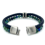 Chrysocolla Beads Leather Bracelet