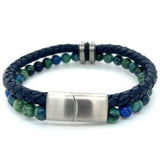 Chrysocolla Beads Leather Bracelet
