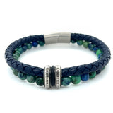 Chrysocolla Beads Leather Bracelet