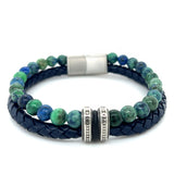 Chrysocolla Beads Leather Bracelet