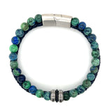 Chrysocolla Beads Leather Bracelet