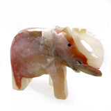 Carved Green Banded Calcite Elephant