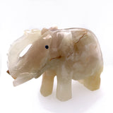 Carved Green Banded Calcite Elephant