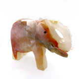 Carved Green Banded Calcite Elephant