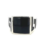 Silver Feature Black Onyx Ring Size 11