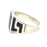 Silver Feature Black Onyx Ring Size 11