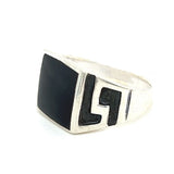 Silver Feature Black Onyx Ring Size 11