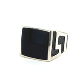 Silver Feature Black Onyx Ring Size 11