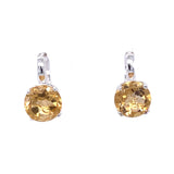 Round Blue Topaz Faceted Leverback Earrings