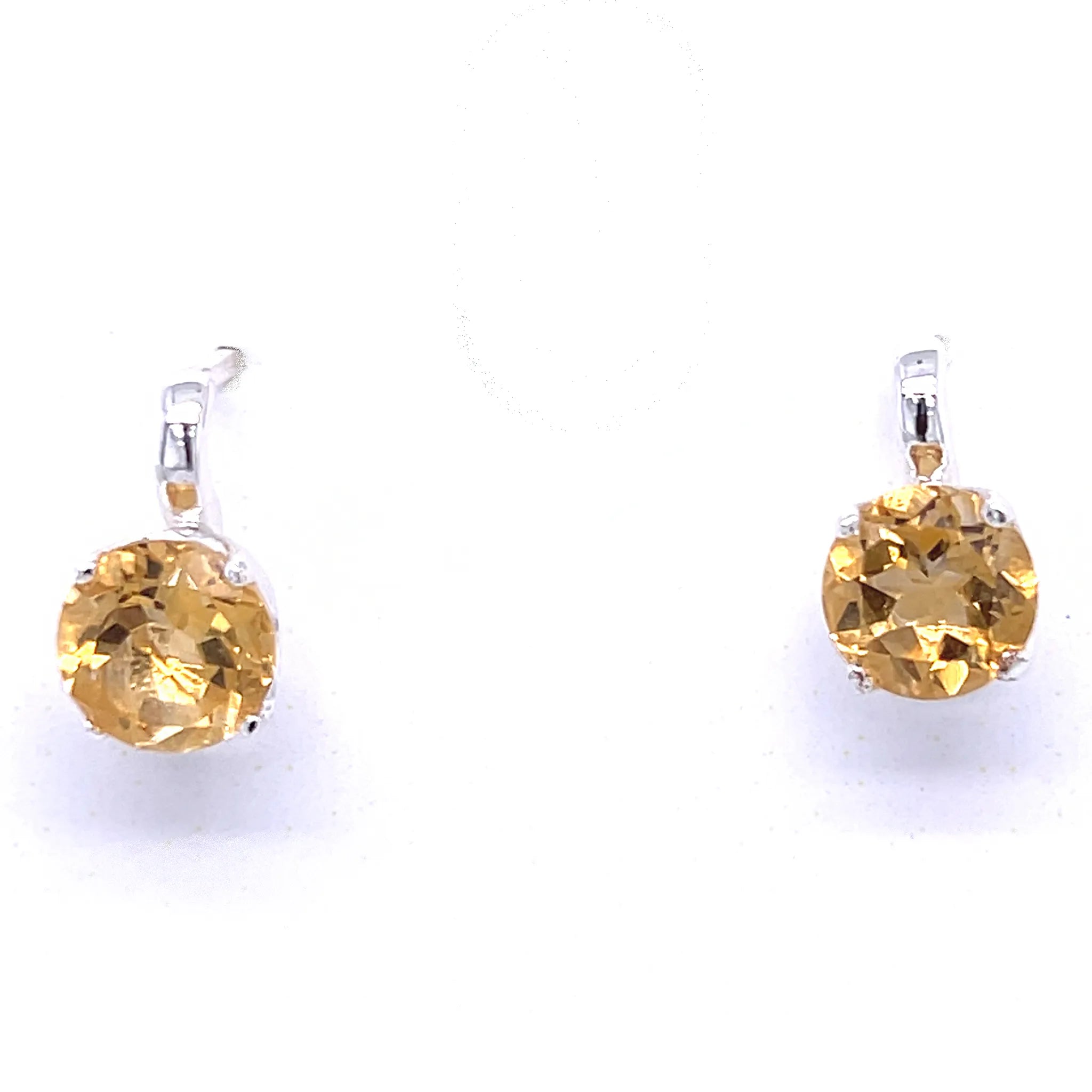 Round Blue Topaz Faceted Leverback Earrings
