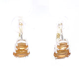 Trio Citrine Faceted Silver Leverback Earrings
