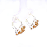 Trio Citrine Faceted Silver Leverback Earrings