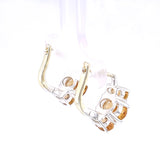 Trio Citrine Faceted Silver Leverback Earrings