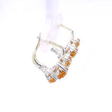 Trio Citrine Faceted Silver Leverback Earrings