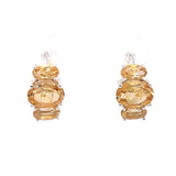 Trio Citrine Faceted Silver Leverback Earrings