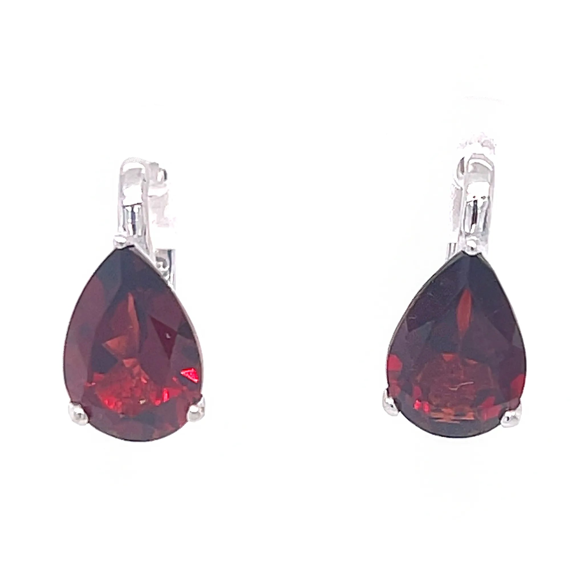 Teardrop Garnet Faceted Leverback Earrings