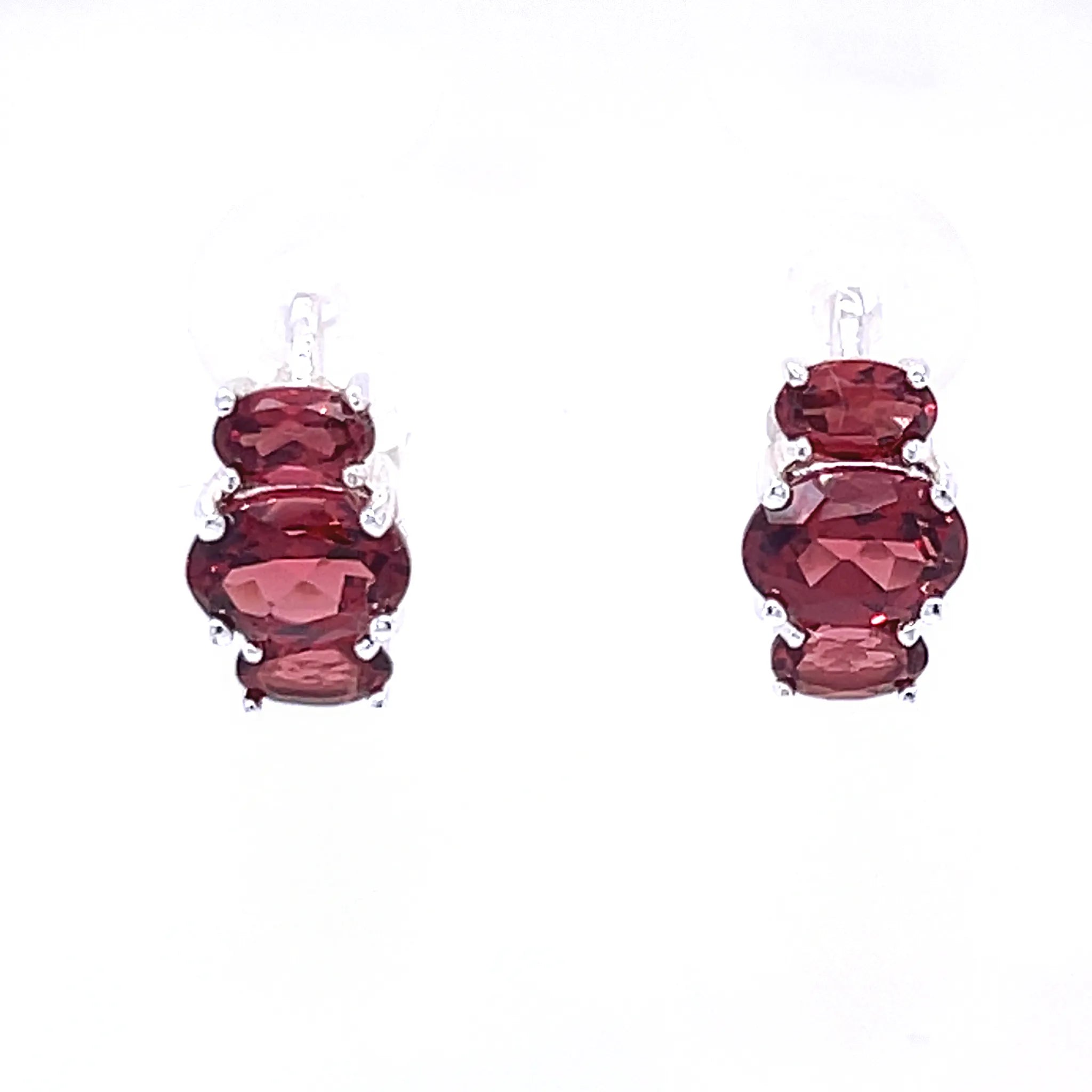 Trio Citrine Faceted Silver Leverback Earrings