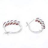 Multi Stone Garnet Faceted Leverback Hoop Earrings