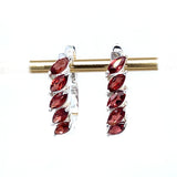 Multi Stone Garnet Faceted Leverback Hoop Earrings