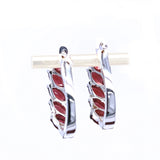 Multi Stone Garnet Faceted Leverback Hoop Earrings