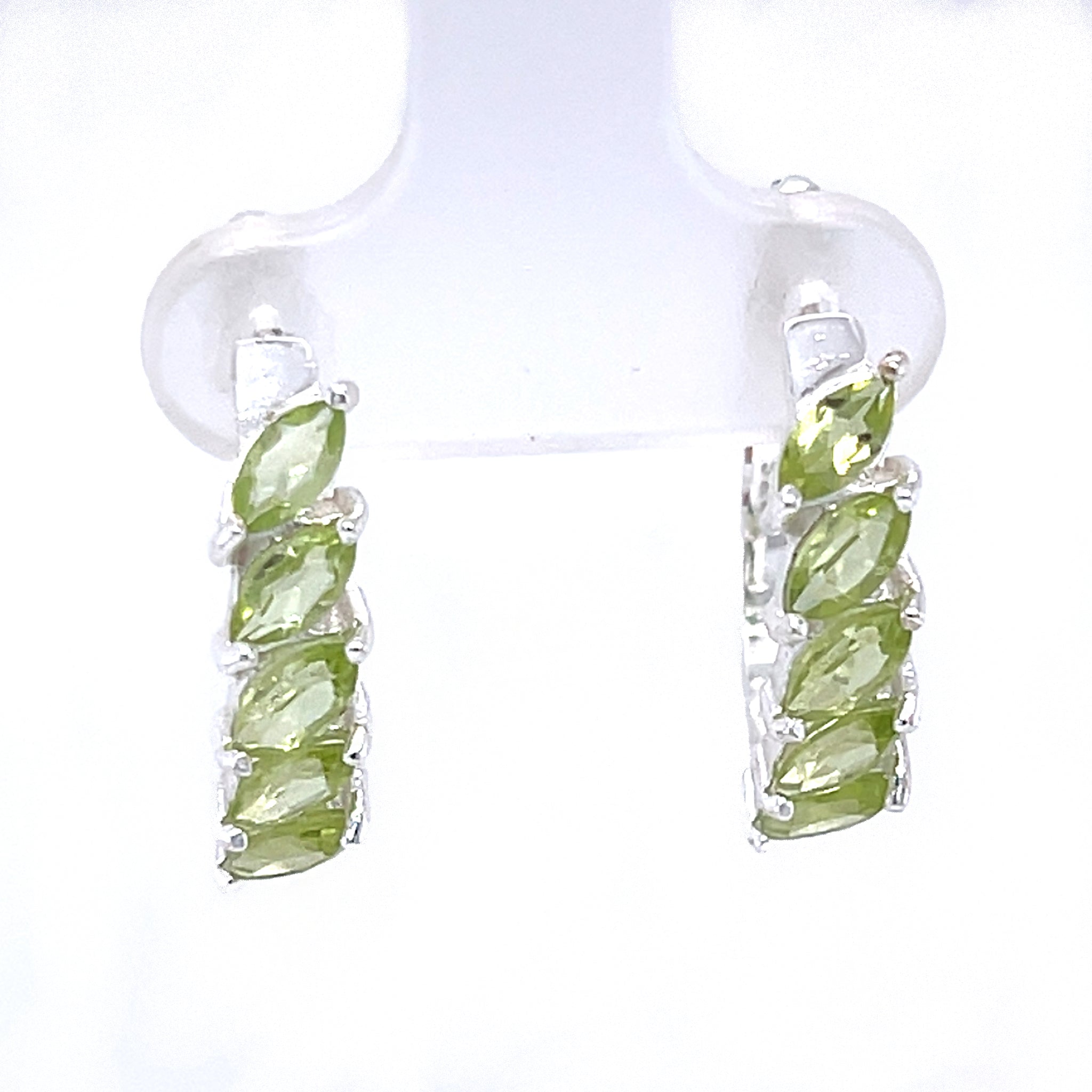 Multi Stone Garnet Faceted Leverback Hoop Earrings