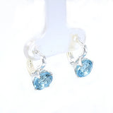 Round Blue Topaz Faceted Leverback Earrings