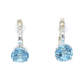 Round Blue Topaz Faceted Leverback Earrings