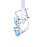 Round Blue Topaz Faceted Leverback Earrings