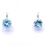 Round Blue Topaz Faceted Leverback Earrings