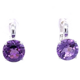 Round Blue Topaz Faceted Leverback Earrings