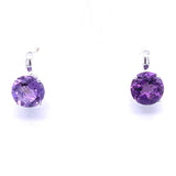 Round Blue Topaz Faceted Leverback Earrings