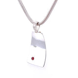 Fancy Etched Gemstone Silver Necklace
