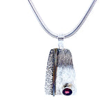 Fancy Etched Gemstone Silver Necklace