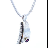 Fancy Etched Gemstone Silver Necklace