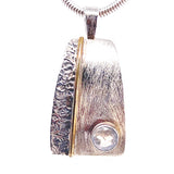 Fancy Etched Gemstone Silver Necklace