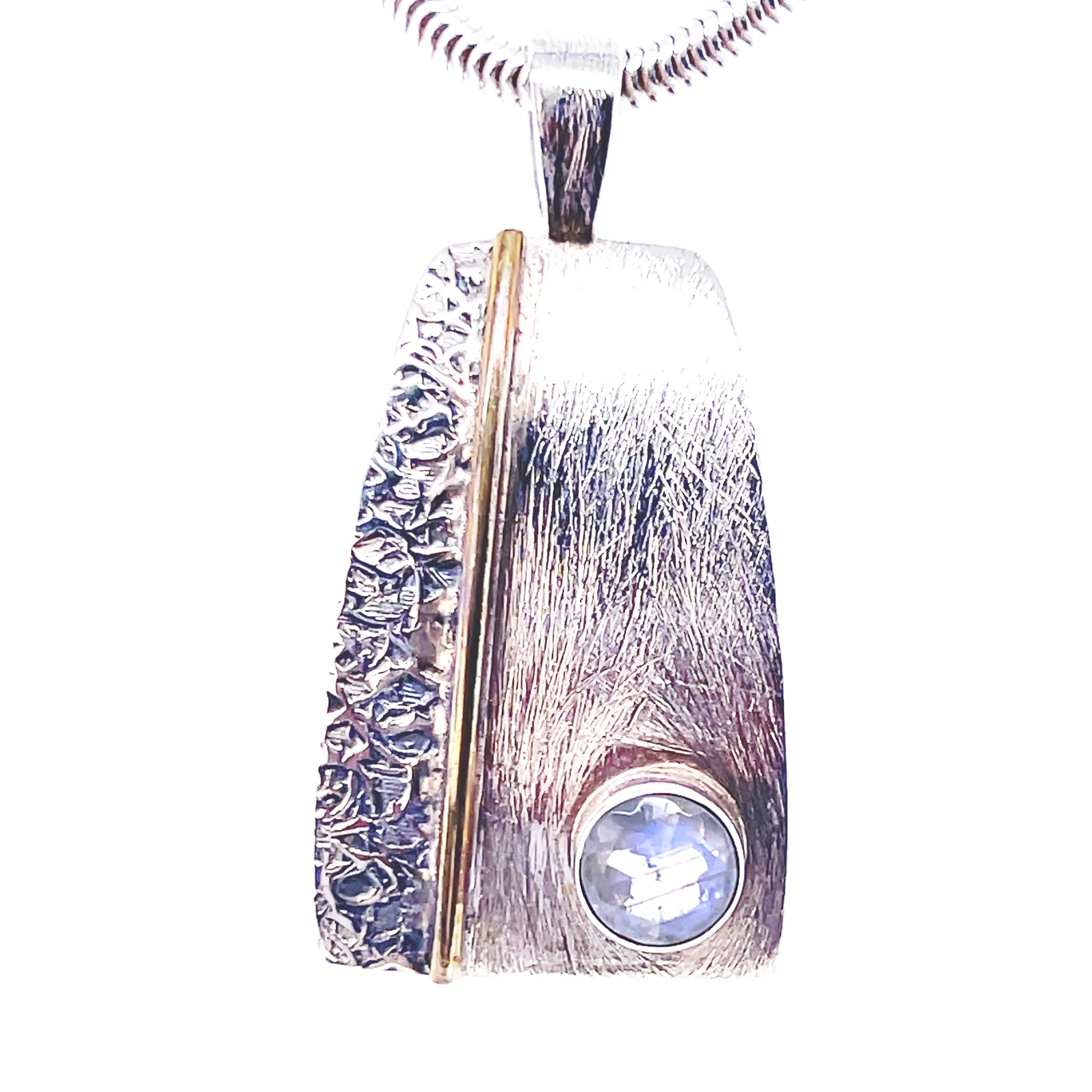 Fancy Etched Gemstone Silver Necklace