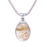 Statement Cabochon Golden Rutilated Quartz Pendant