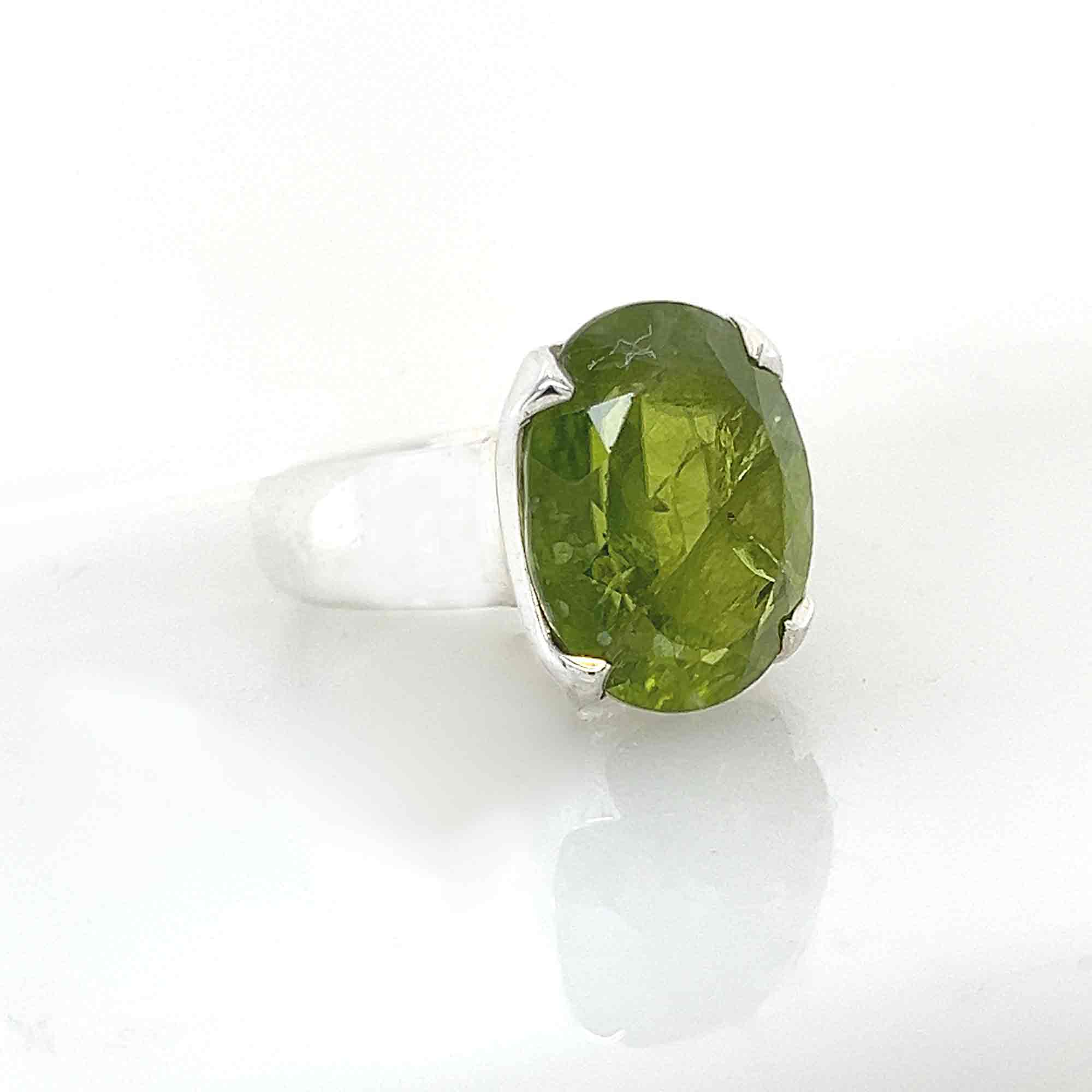 Faceted Peridot Ring