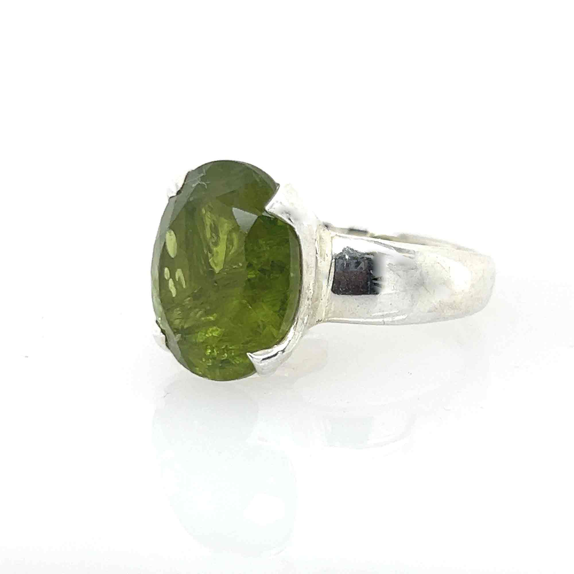 Faceted Peridot Ring