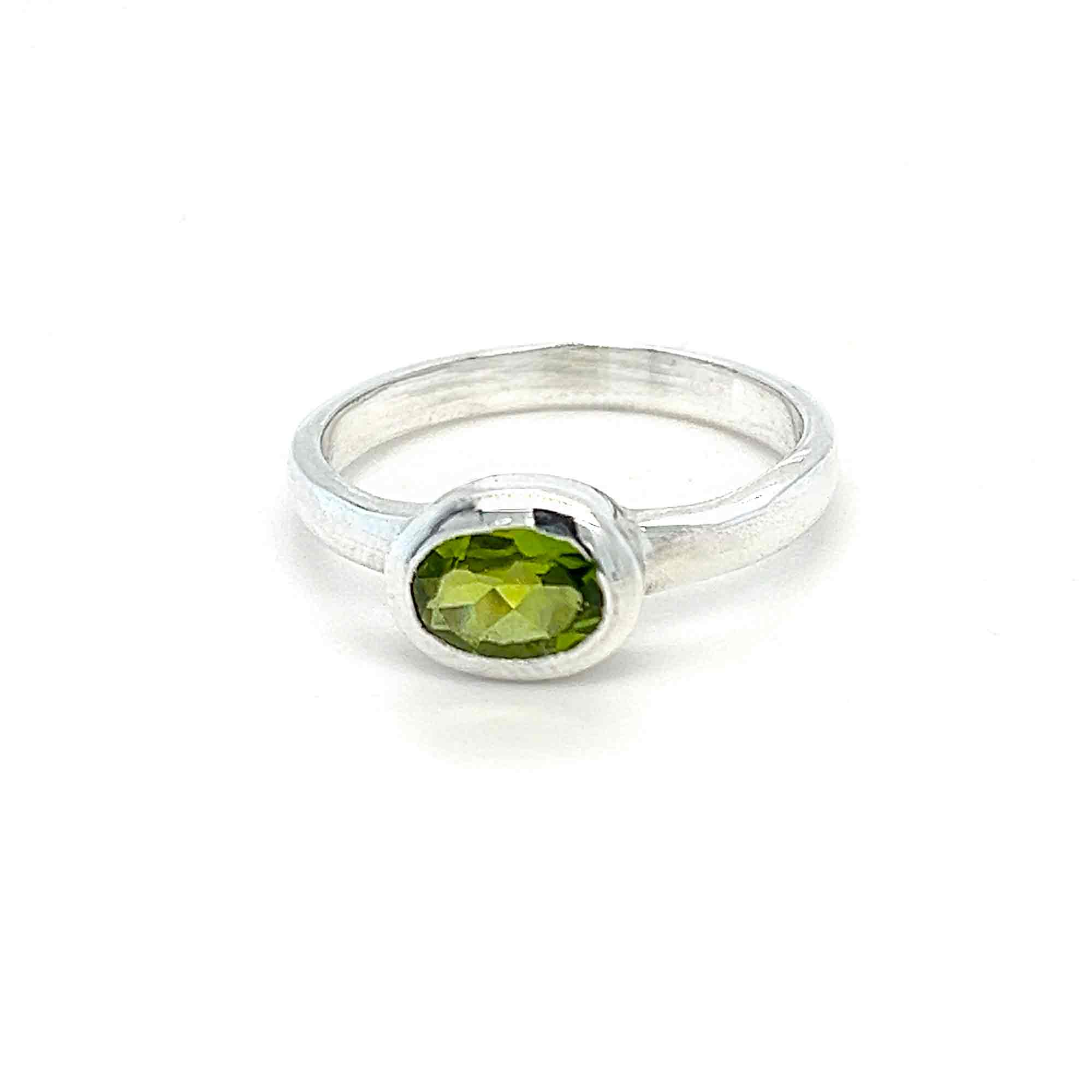 Sterling Silver Faceted Peridot Ring