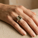 Faceted Rectangular Prasiolite Ring