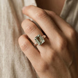 Faceted Rectangular Prasiolite Ring
